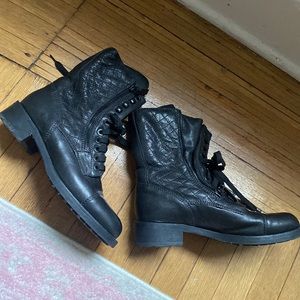Black Chanel Combat Boots Size 39